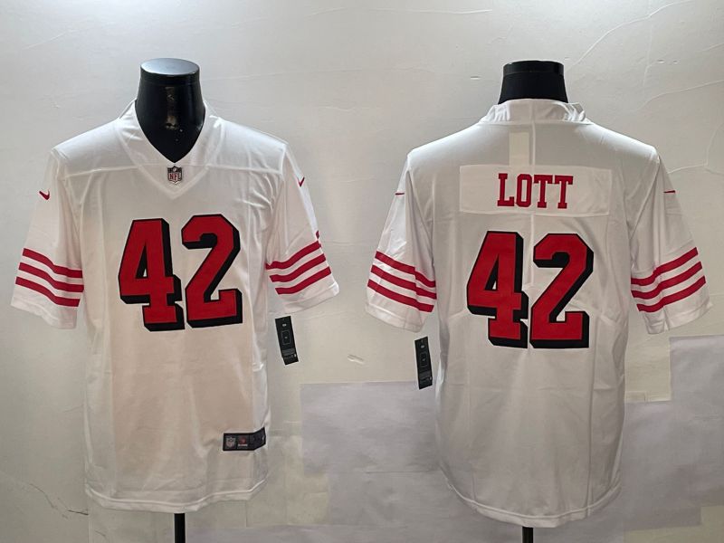 Men San Francisco 49ers 42 Lott White Throwback 2024 Nike Limited NFL Jersey style 0104
